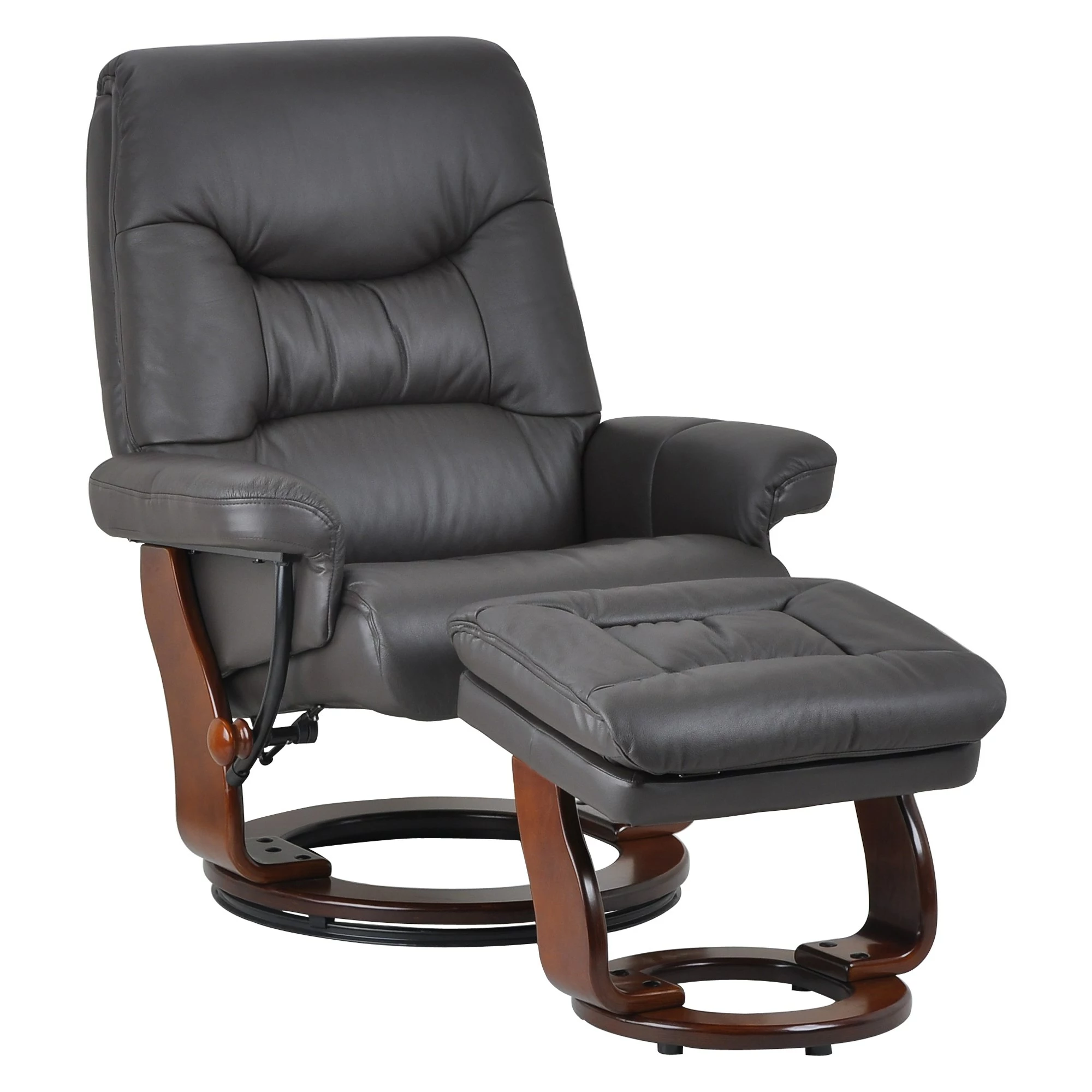 Lux Stol M. Skammel, Coffeefarvet Læder M. Brunt Stel 1 Lux Stol M. Skammel, Coffeefarvet Læder M. Brunt Stel