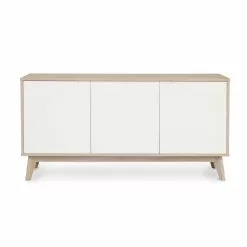 Nordic Skænk M. 3 Sektioner, Egefinér M. Hvidlakeret Låger