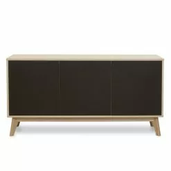 Nordic Skænk M. 3 Sektioner, Egefinér M. Sortlakeret Låger