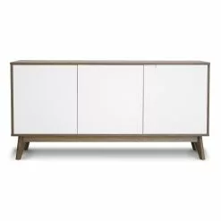 Nordic Skænk M. 3 Sektioner, Smoked Egefinér M. Hvidlakeret Låger