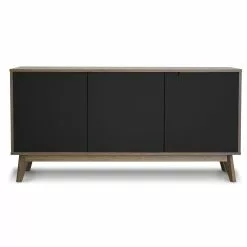 Nordic Skænk M. 3 Sektioner, Smoked Egefinér M. Sortlakeret Låger