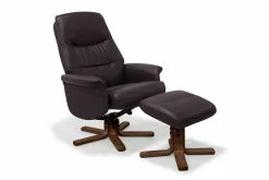 Living Lænestol M. Skammel, Brunt Læder Og Maghoni Stel