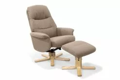 Living Lænestol M. Skammel, Beige Og Naturfarvet Stel