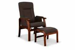 Dragør Otiumstol M. Skammel, Brunt Læder Og Maghoni Stel