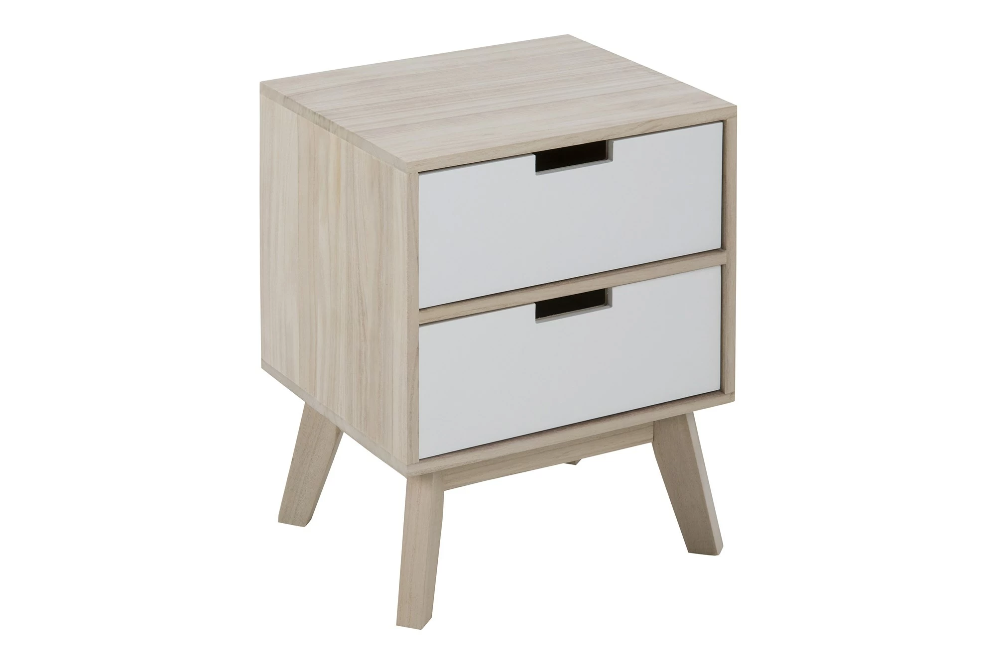 Vita Kommode/sengebord M. 2 Skuffer, Ubehandlet Træ Og Hvide Skuffer 1 Vita Kommode/sengebord M. 2 Skuffer, Ubehandlet Træ Og Hvide Skuffer