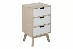 Vita Kommode M. 3 Skuffer, Ubehandlet Træ Og Hvidlakeret Skuffer