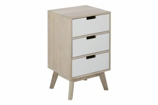 Vita Kommode M. 3 Skuffer, Ubehandlet Træ Og Hvidlakeret Skuffer -Skænke Salg 26877