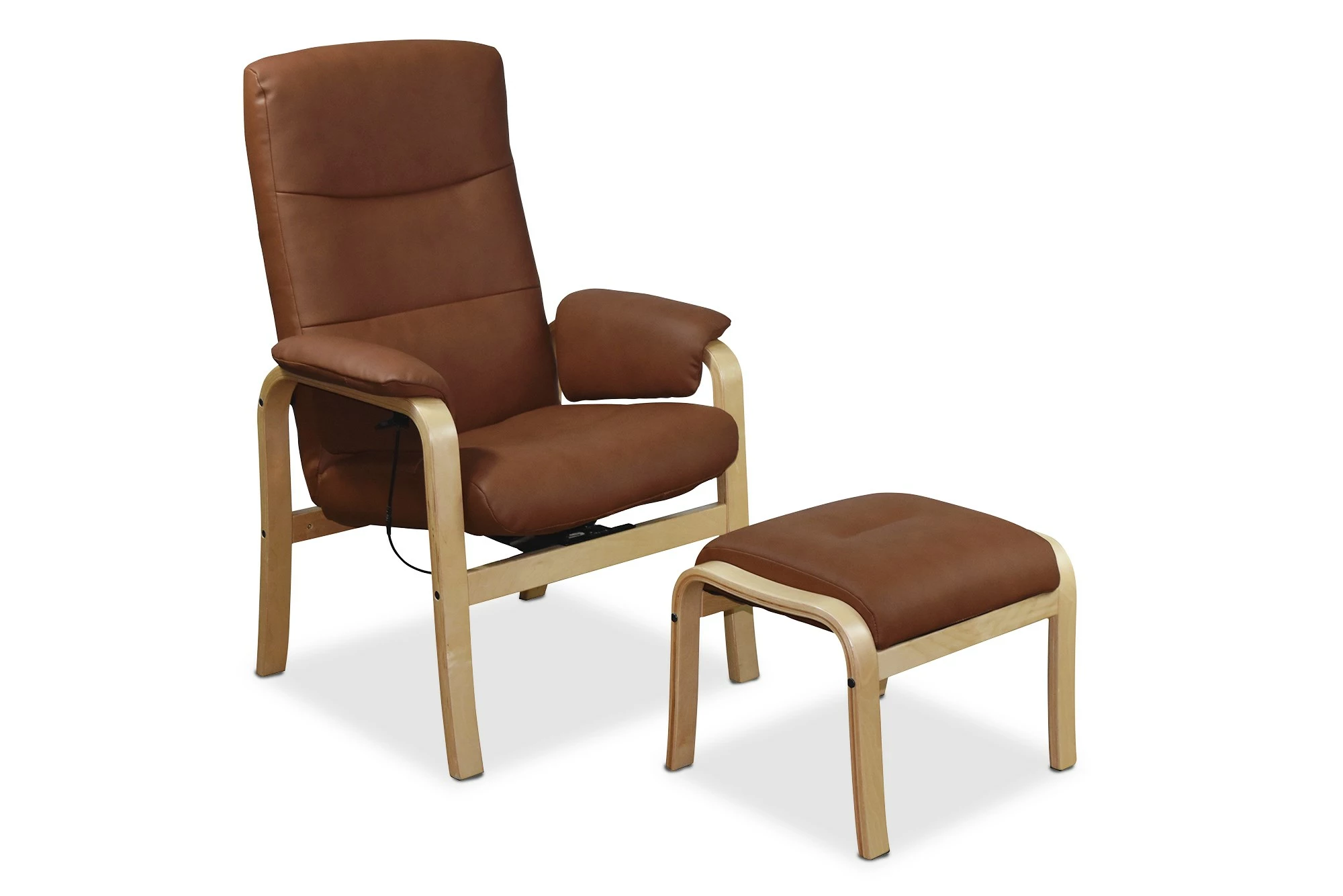 Helnæs Otiumstol M. Skammel, Cognac Bøffellæder Med Naturfarvet Stel 1 Helnæs Otiumstol M. Skammel, Cognac Bøffellæder Med Naturfarvet Stel