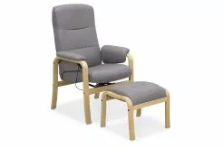 Helnæs Otiumstol M. Skammel, Grå Med Naturfarvet Stel