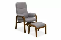 Helnæs Otiumstol M. Skammel, Grå Med Maghonifarvet Stel