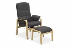 Helnæs Otiumstol M. Skammel, Antracitgrå Med Naturfarvet Stel