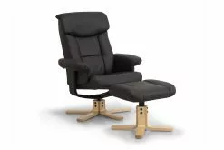 Maribo Lænestol M. Skammel, Sort Bonded Læder Og Naturfarvet Stel