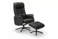 London Lænestol M. Skammel, Sort Okselæder Og Sort Stel