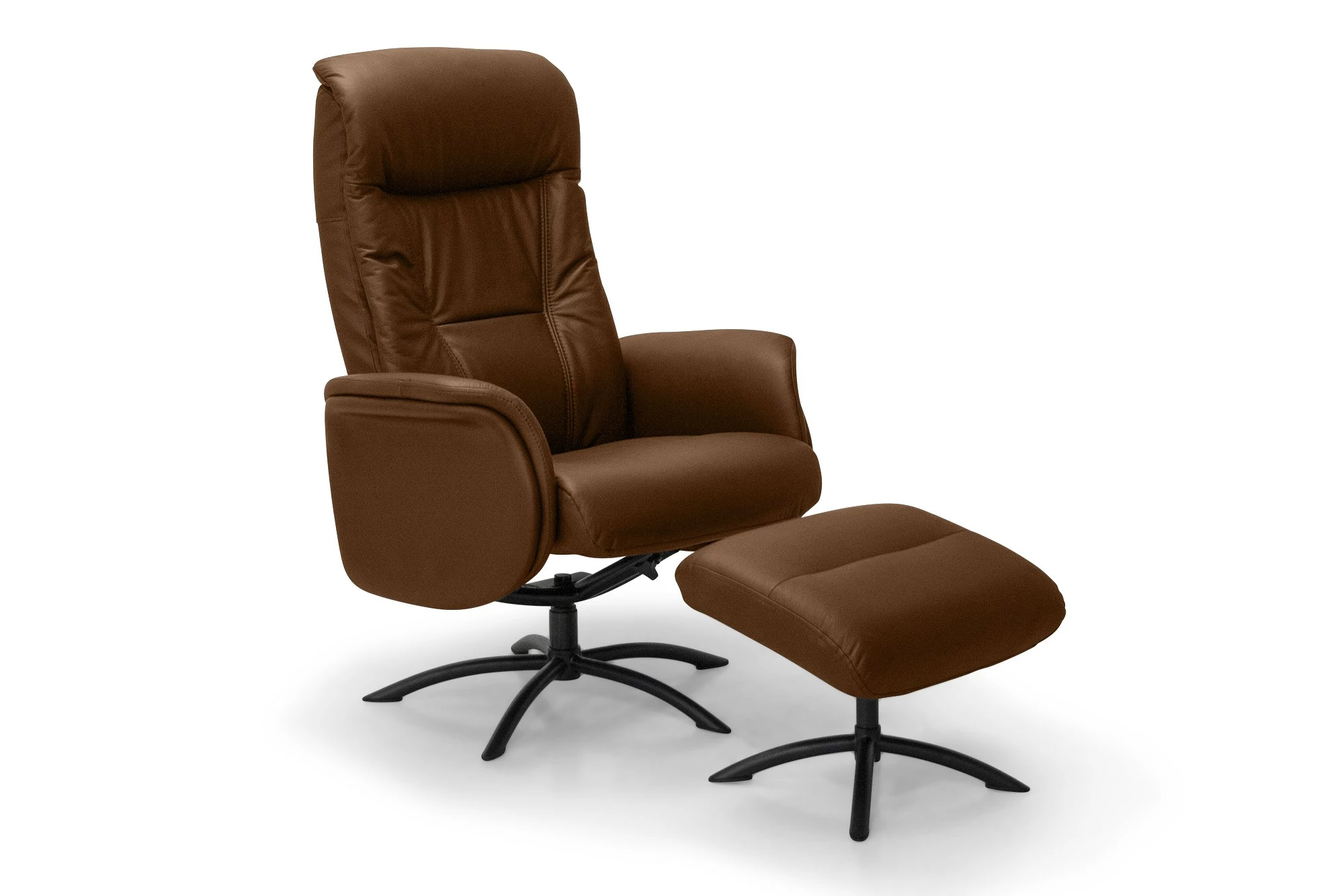 London Lænestol M. Skammel, Cognacfarvet Okselæder Og Sort Stel 1 London Lænestol M. Skammel, Cognacfarvet Okselæder Og Sort Stel