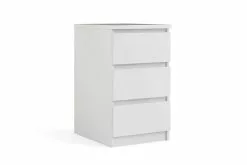 Bakir Kommode M. 3 Skuffer, Hvid Højglans