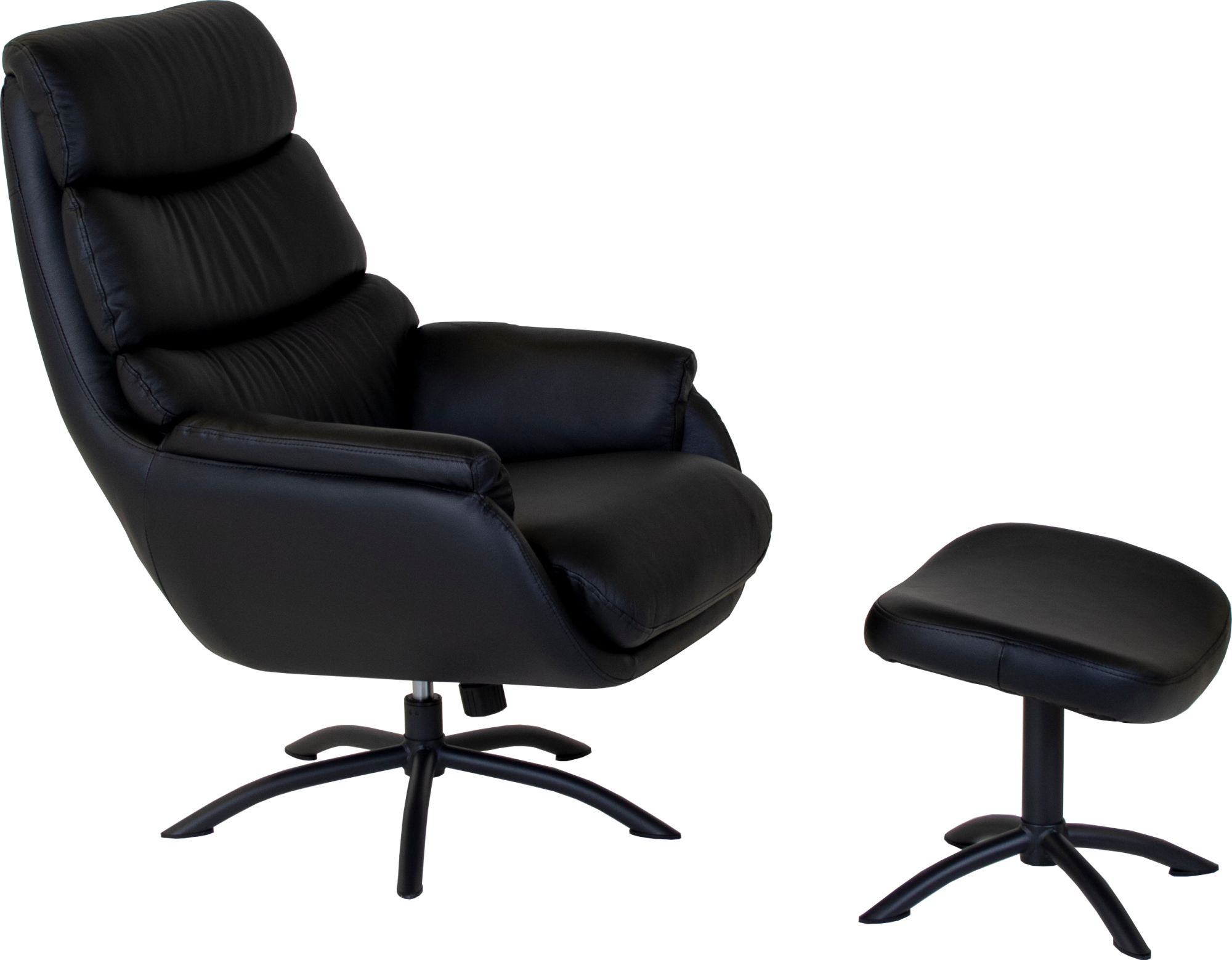 Drammen Lænestol M. Skammel, Sort Læder 1 Drammen Lænestol M. Skammel, Sort Læder