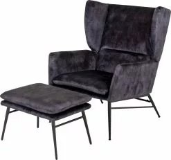 Malo Loungestol M. Skammel, Mørkegrå Velour