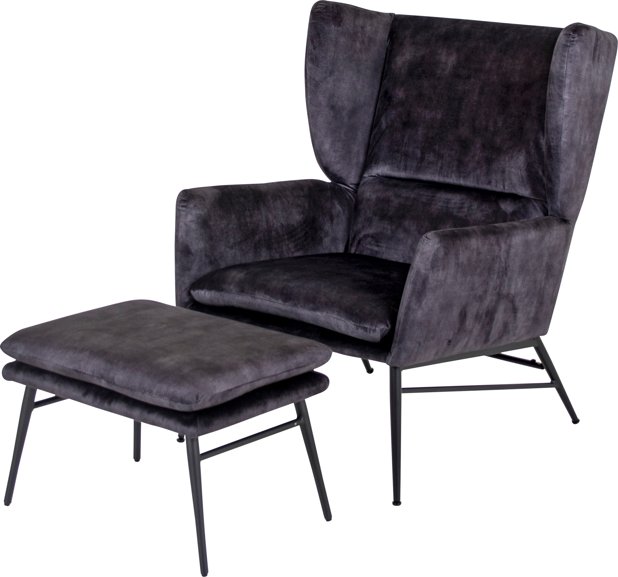 Malo Loungestol M. Skammel, Mørkegrå Velour 1 Malo Loungestol M. Skammel, Mørkegrå Velour