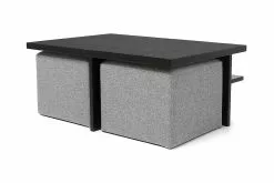 Boxy Sofabord M. To Puffer, Lysegrå