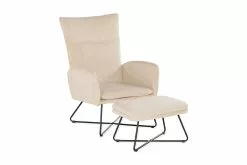 Bebane Lænestol M. Skammel, Beige Fløjl