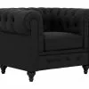 Chesterfield Lyx Lænestol, Sort Læderlook