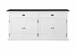 Hampton Skænk M. 4 Låger Og 2 Skuffer, Hvid/sort