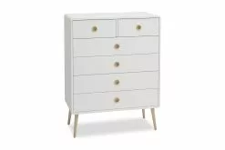 Soft Line Kommode M. 6 Skuffer, Hvid/eg