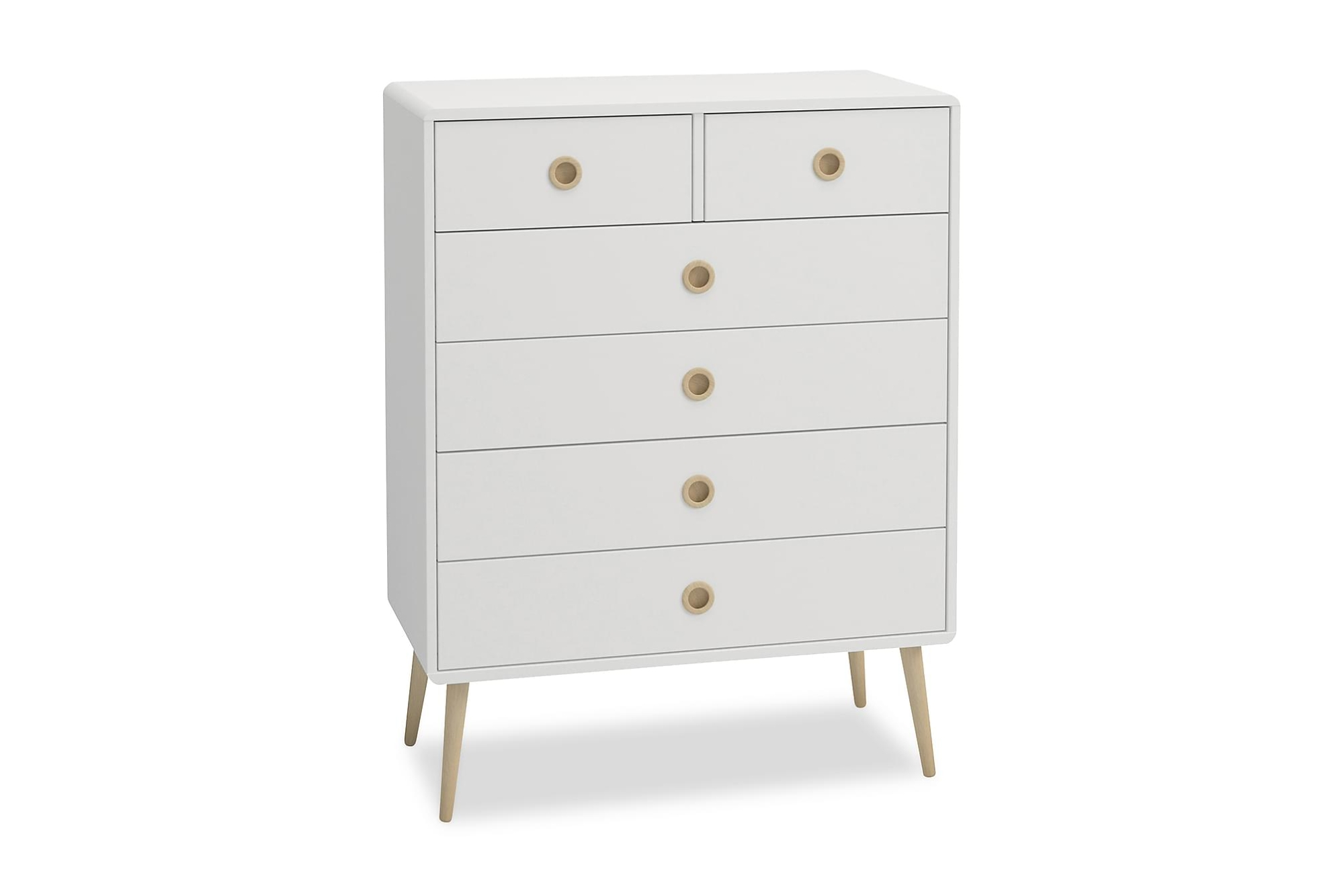 Soft Line Kommode M. 6 Skuffer, Hvid/eg 1 Soft Line Kommode M. 6 Skuffer, Hvid/eg