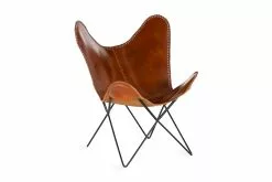 Saya Flagermusstol, Brun Læder M. Sort Stel