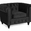 Chesterfield Lyx Lænestol, Sort Velour