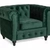 Chesterfield Lyx Lænestol, Mørkegrøn Velour