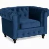 Chesterfield Lyx Lænestol, Blå Velour