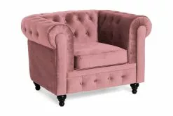 Chesterfield Lyx Lænestol, Rosa Velour