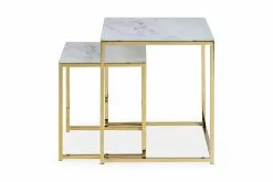 Epiffer Sofabord, Hvid Marmorlook/messing