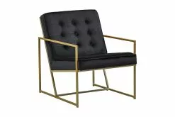 Indy Lænestol, Sort Velour M. Messing Stel