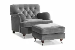 Howard Riviera Lænestol M. Skammel, Grå Fløjl