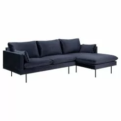 Sunderland Chaiselong Sofa Højrevendt, Blå Velour