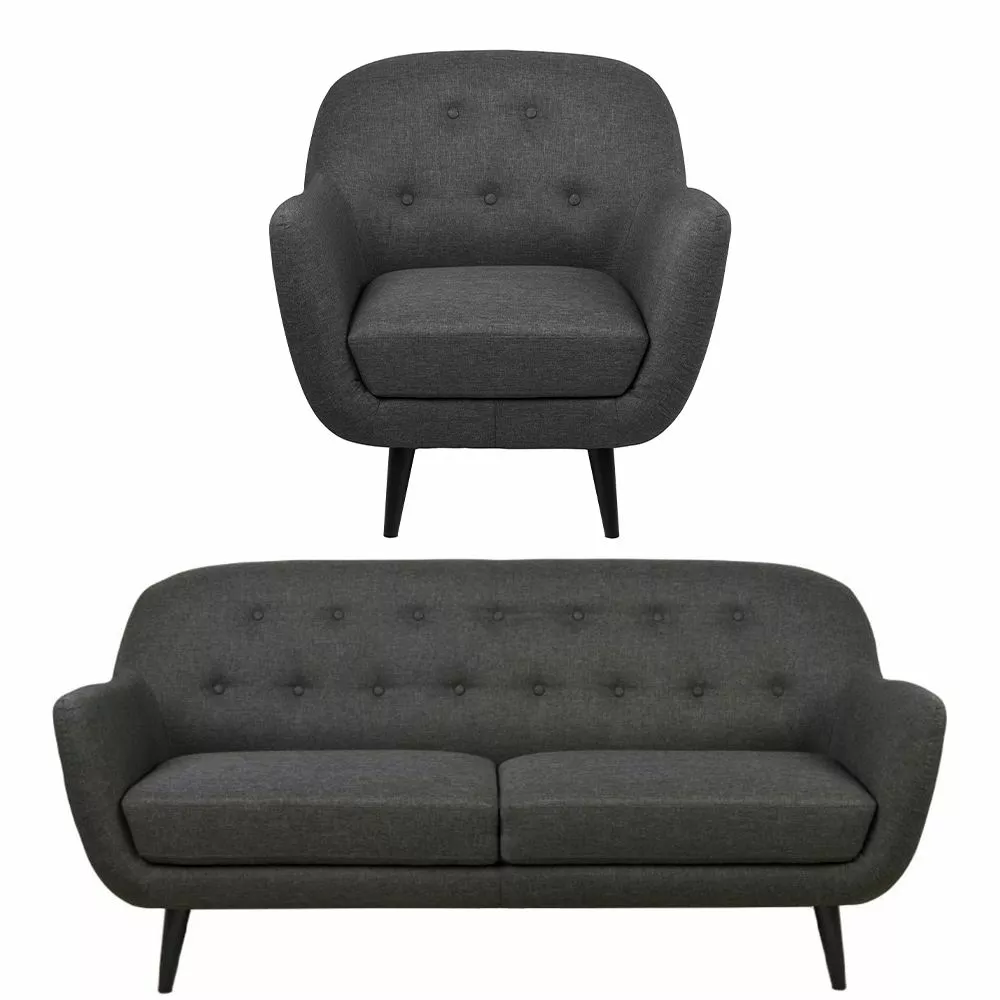 Denver Sofasæt Med Lænestol, Antracit Stof 1 Denver Sofasæt Med Lænestol, Antracit Stof