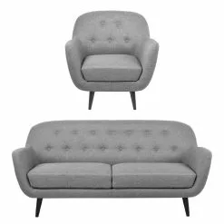 Denver Sofasæt Med Lænestol, Lysegrå Stof