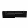 Lissabon 260cm Sort Chaiselong Sofa, Venstrevendt