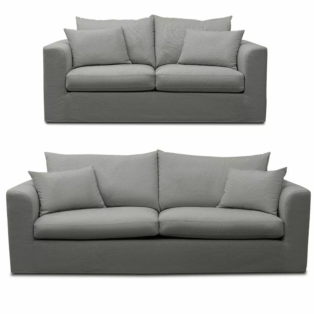 Shabby Chic Sofasæt, Lysegrå 1 Shabby Chic Sofasæt, Lysegrå